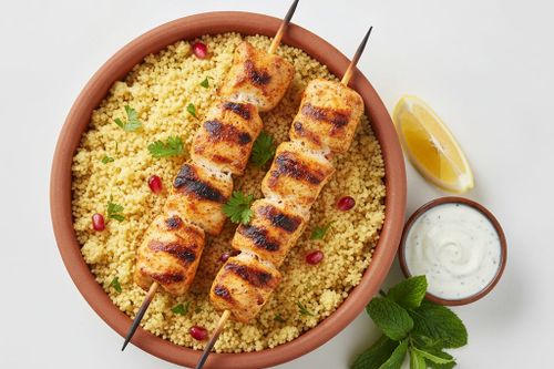 Couscous brochettes de Chiche Taouk
